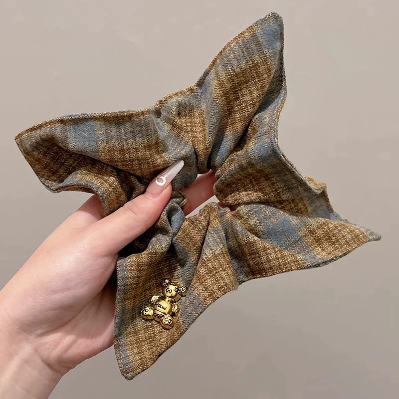 Elegante grande lenço quadrado círculo de cabelo para mulheres meninas elástico cetim hairbands laços de cabelo moda bandana acessórios para o cabelo: CINZA