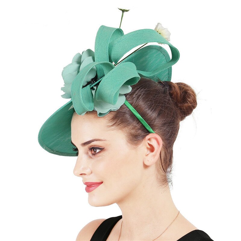 Exaggerated Big Hat British Hat Court Banquet Catwalk Headwear Hat Jade Green Fascinator Fedora Fascinators For Women