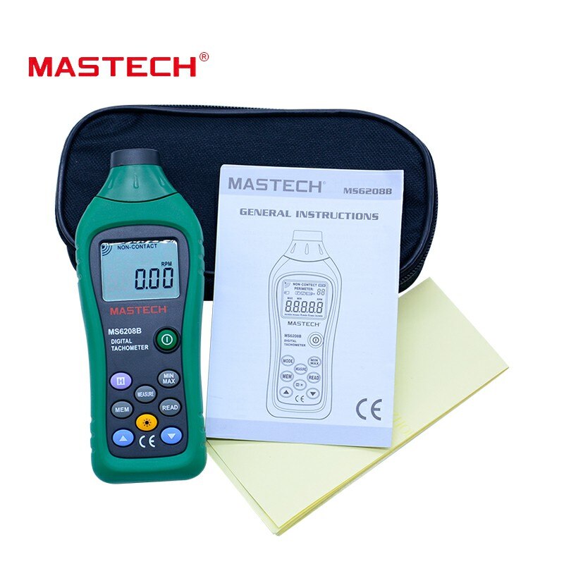 MASTECH MS6208B Non contact Digital Tachometer RPM Meter Tacometro Rotation Speed 50RPM-99999RPM 100 Data hold