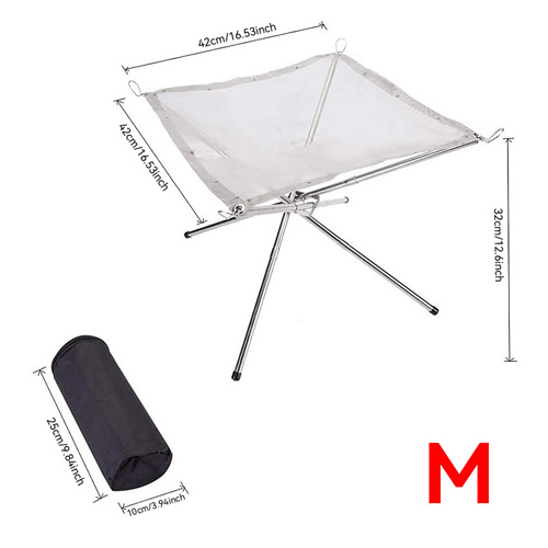 Braciere da esterno, griglia per bruciare, campeggio, rete in acciaio inossidabile, caminetto pieghevole, stufa, barbecue, patio con rete di ricambio: Bianco