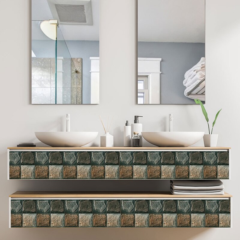 3D Mosaic Self Adhesive Waterproof Sticker Bathroom Wall Renovation DIY Art Tile Sticker DIY 3D Wall Sticker Home Decor
