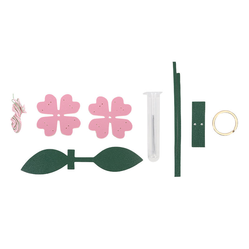 Elegante lederen accessoire handgemaakte lederen bloemen Ringen met de hand versierd Hangeraccessoire voor gebruik Gewone sleutelgereedschap: Rood