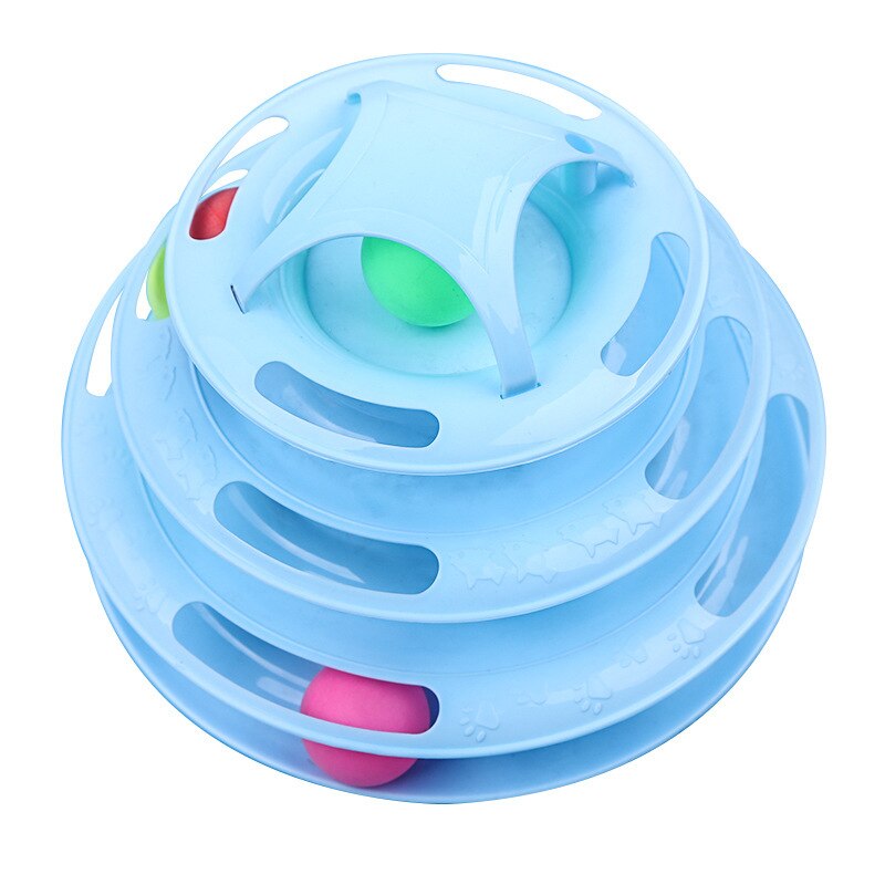 4 Levels Pet Cat Toy Training Amusement Plate Kitten Interacitve Tower Tracks Disc Cat Intelligence Amusement Triple Disc tumble