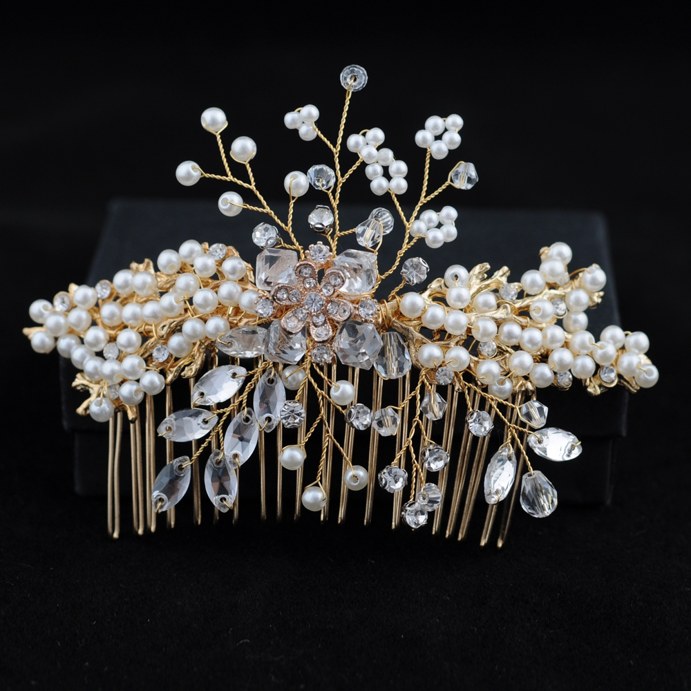 TOPQUEEN HP44 wedding hair comb hair accessories bridal hair comb crystals bridal hair comb for wedding