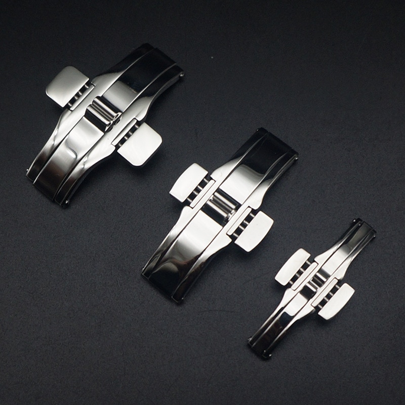 Stainless Steel Solid Metal Clasp For Tissot Watch Accessories Double Push Button Fold Watch Buckle Butterfly Deployment Clasp