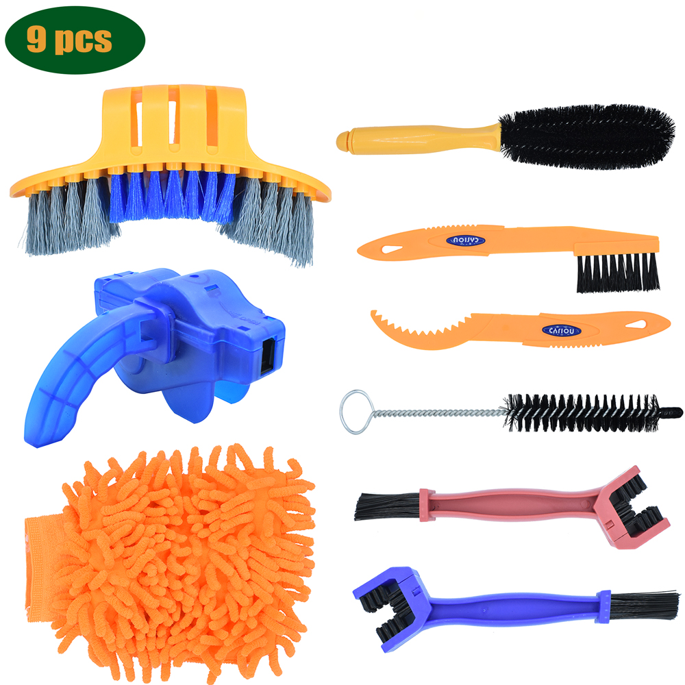 Bike Cleaning Kit Bicycle Chain Cleaner Clean Tire Brush Road MTB Cycling Cleaning Gloves Kits Cleaners Tool for Mountain, City: 07