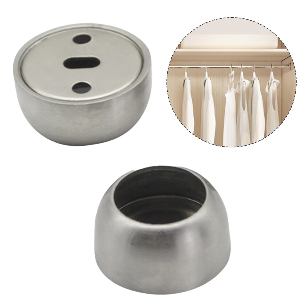 2pcs Easy Install Bedroom Wardrobe Pole Socket Home Round Bathroom Curtain Stainless Steel For Closet Durable Rod Flange Support