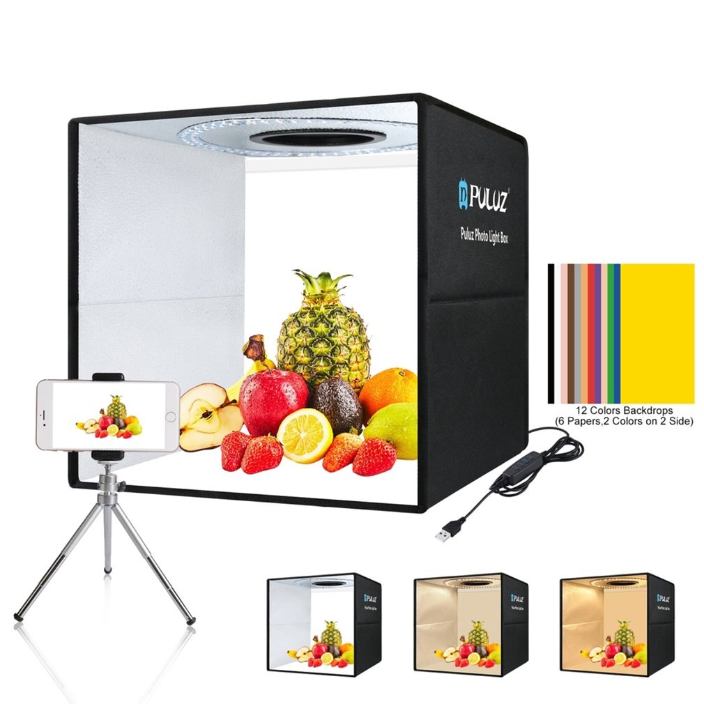 Lightbox Photo Ring LED Light Studio Box 6 12 Color Backgrounds Tabletop Photography Soft Shooting Tent Box