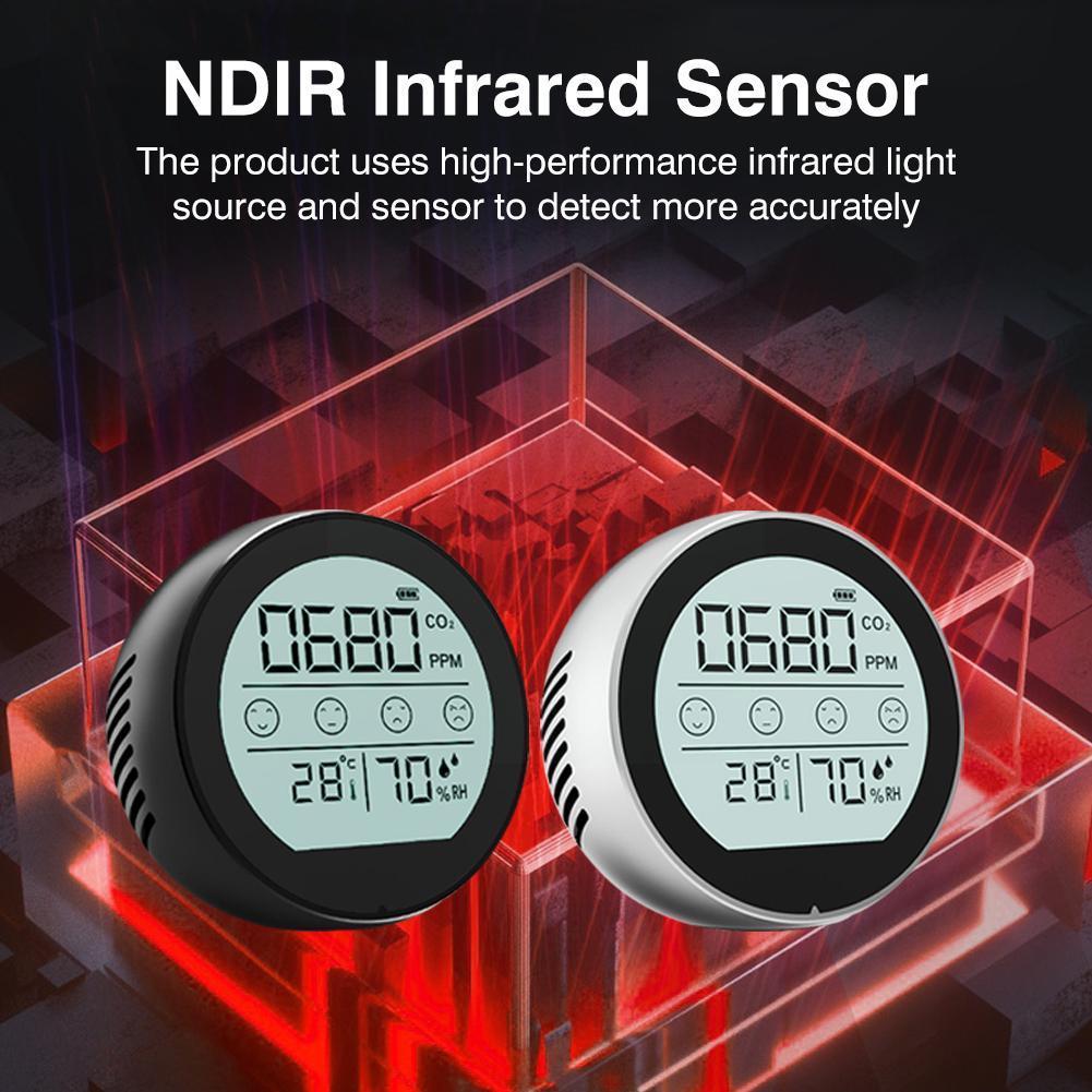 Infrared Co2 Thermometer Hygrometer For Home 3 In 1 Temperature Humidity Air Carbon Dioxide Sensor Monitor A2u4