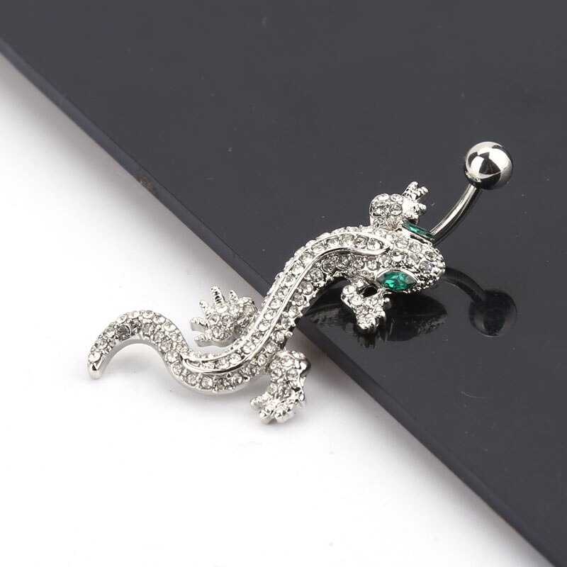 Animal house lizard Crystal Body Piercing Navel Belly Button Ring stainless steel 1pc Lizard