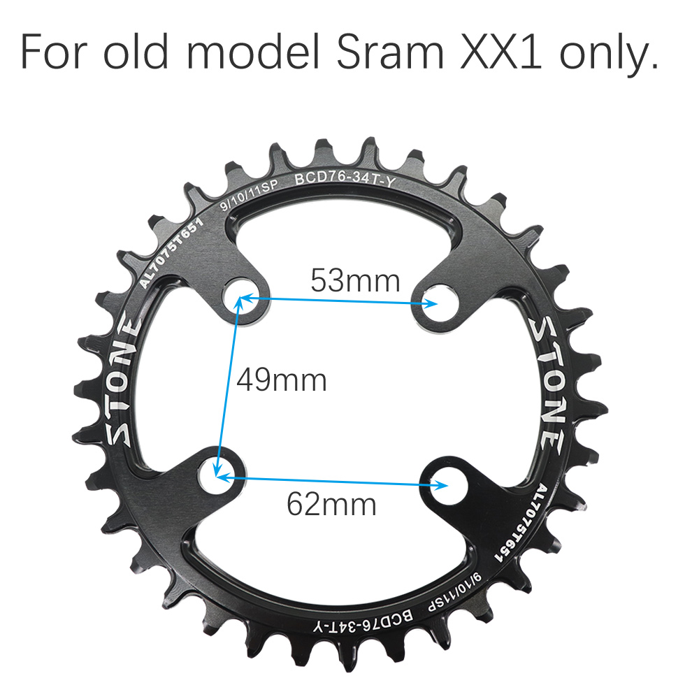 Plato de piedra 76 BCD para sram XX1, redondo, 30T, 32T, 34, 36, 38T, 40T, diente de bicicleta de montaña, plato dentado 76bcd