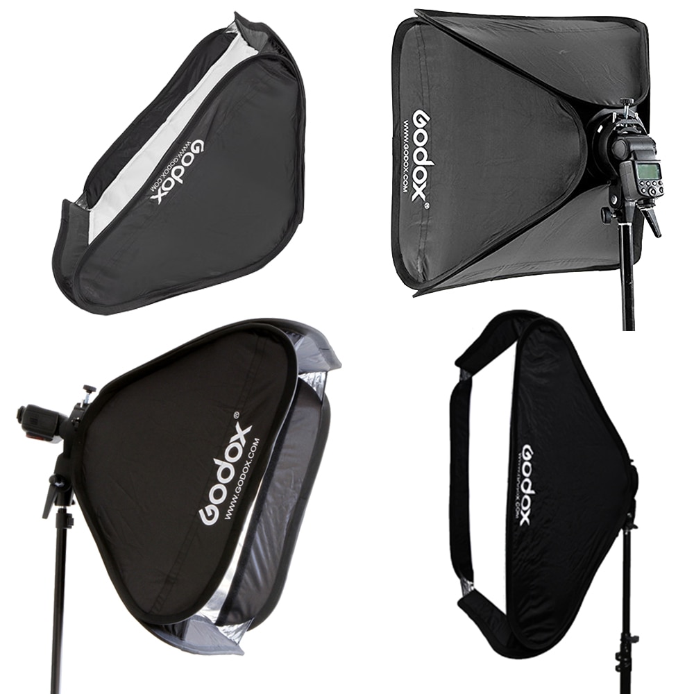 Godox Studio Photo Flash Softbox Light Kit 60 x 60cm / 24" * 24" + S Type Bracket Bowens Mount Speedlite Soft Box 60x60 cm Set