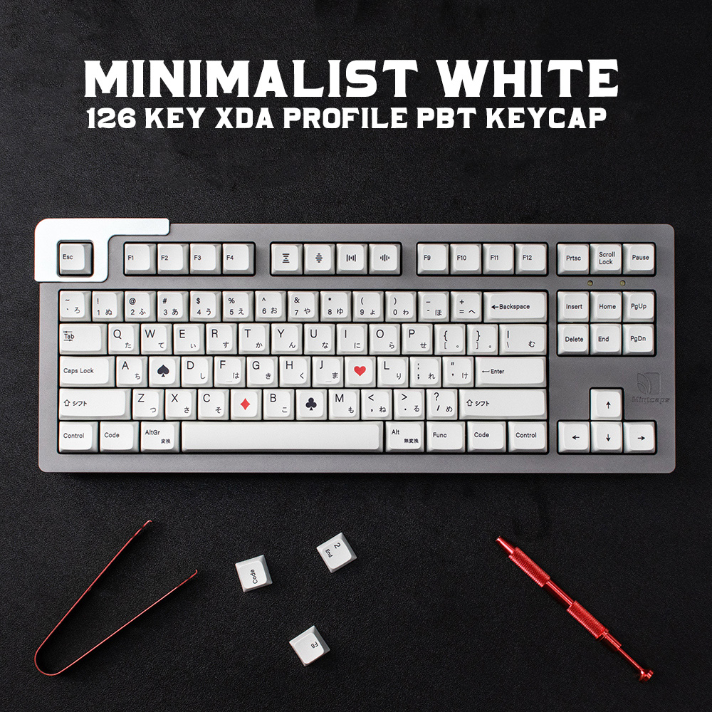 GMK Clone Minimalist Japanese White 126 Key XDA Profile PBT Keycap Dye Sub For Mechanical Keyboard GK61 64 68 87 96 980 104 108
