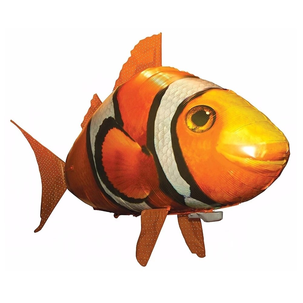 Toy Remote Control Air Swimmers Flying Shark And Clownfish Through The Room for Kids Children DIY Plastic Inflatable Balloon Toy: Air Swim  Orange