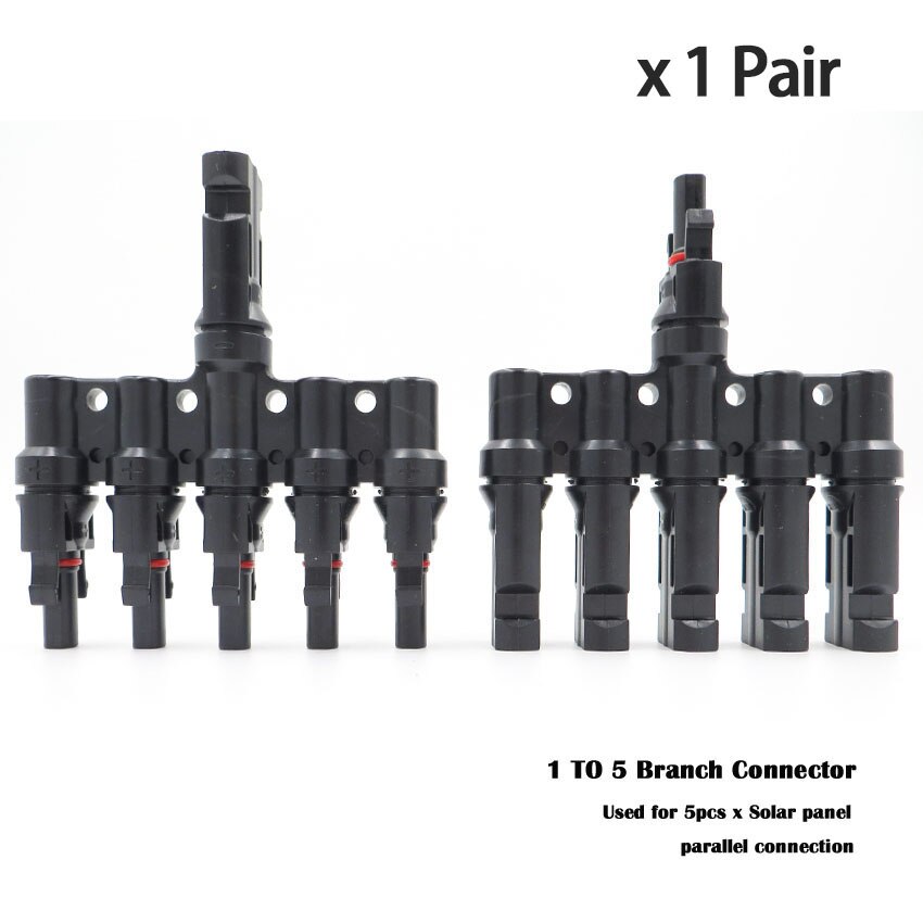 1pair x PV T Branch parallel connection 30A 1000V Electrical PV Connector Photovoltaic 2pcs solar Panel Cable Wire Connect 3T 4T: 5T