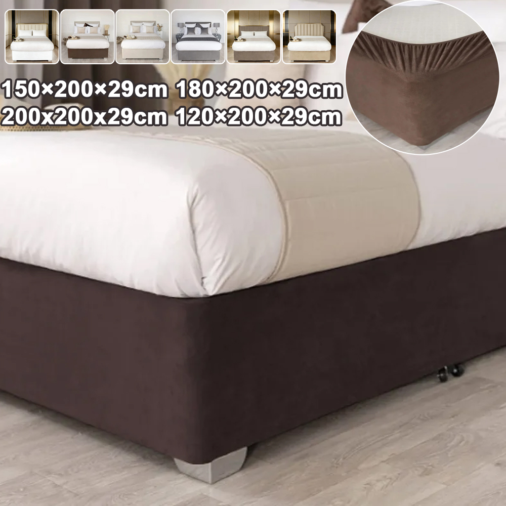29cm Deep Base Wrap Valance Sheet Faux Suede Bed Base Covers Solid Color Soft Upholstery Easy Fit Old Bed Body Protection
