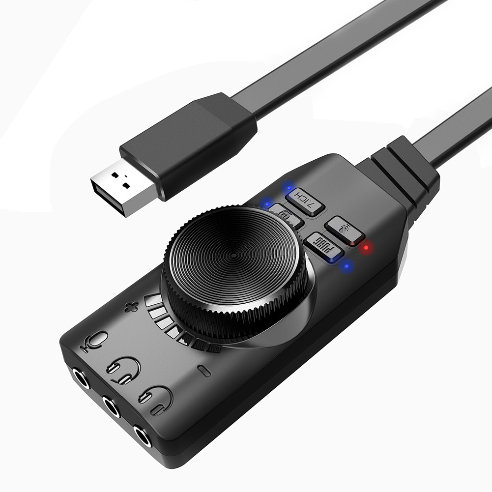 Audio Jack Cable Mute Switch Volume Adjustment Adapter GS3 7.1 Channel Sound Card External USB Audio 3.5mm Headset Stereo