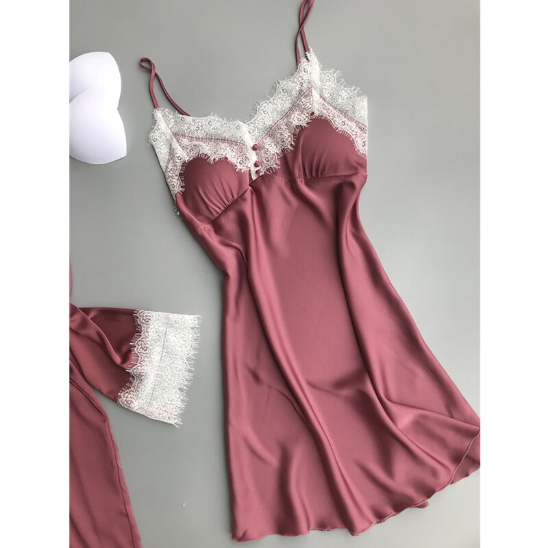 Sexy Robes ensembles solide Kimono 2 pièces Robe Peignoir vêtements de nuit Peignoir Robes de mariée en dentelle Robes de demoiselle d'honneur H174