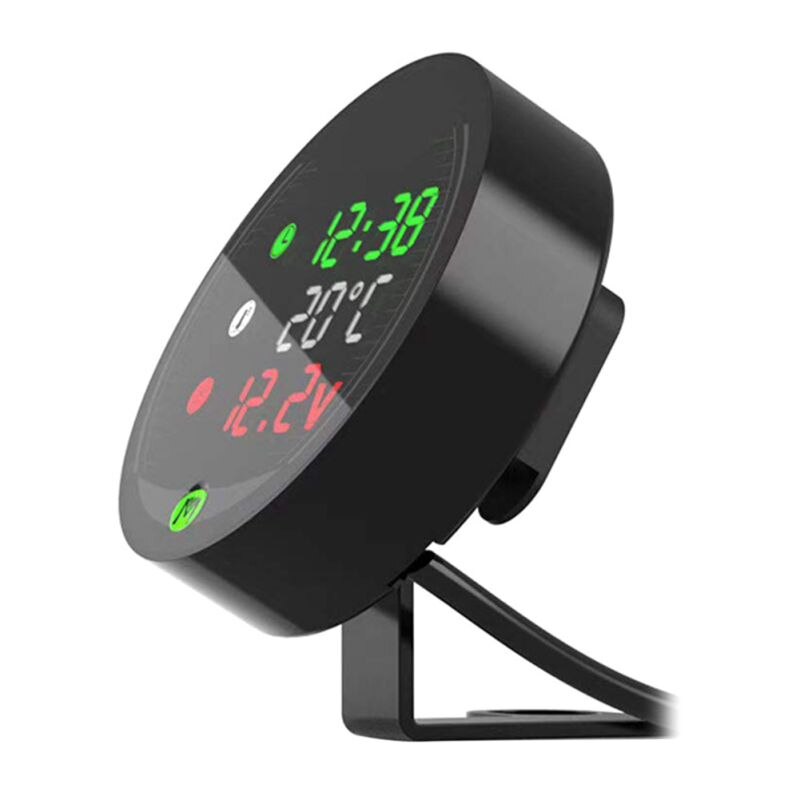 Motorcycle Modified Water Temperature Meter Time Voltmeter 12V Chronometer USB Phone Charging 5-in-1 Waterproof Digital Display