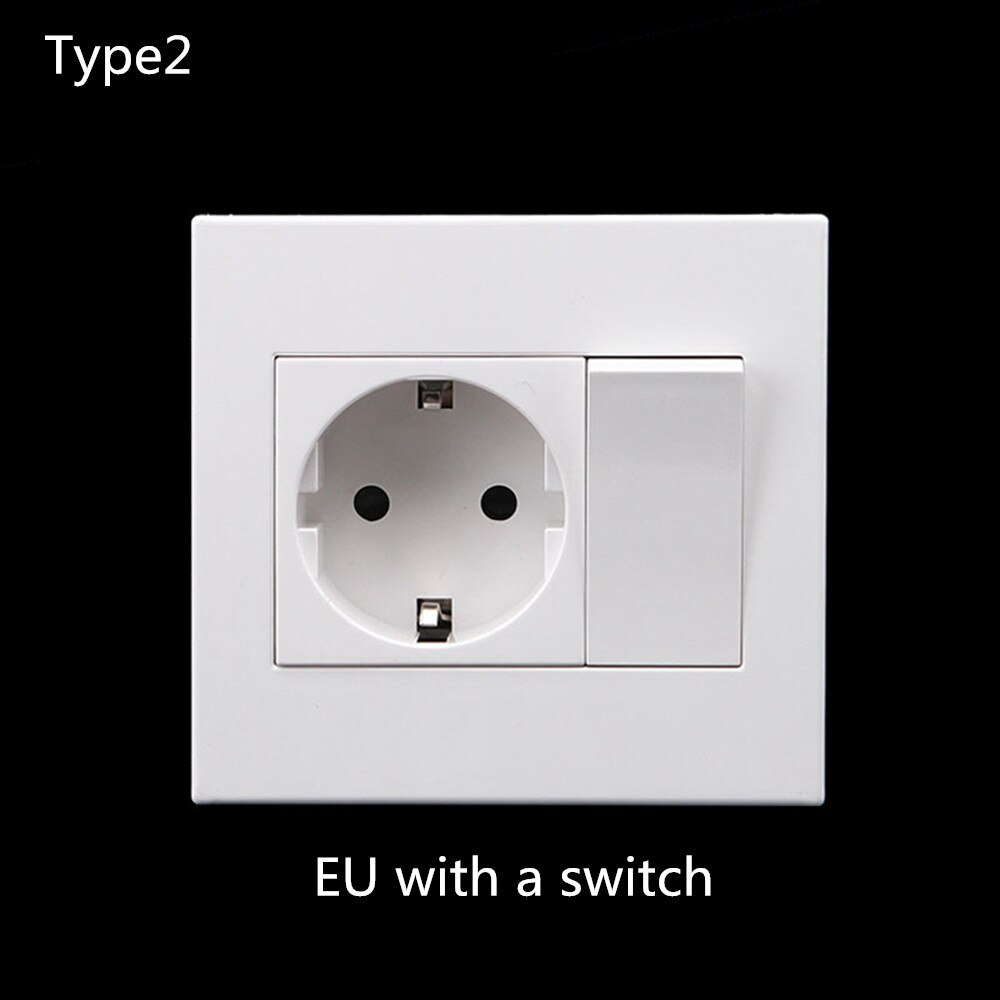 Wall Switch Socket EU German/French Standard Push Button Switch/computer interface/USB With Socket Panel Wall Light Switch 16A: Type2 0r 3