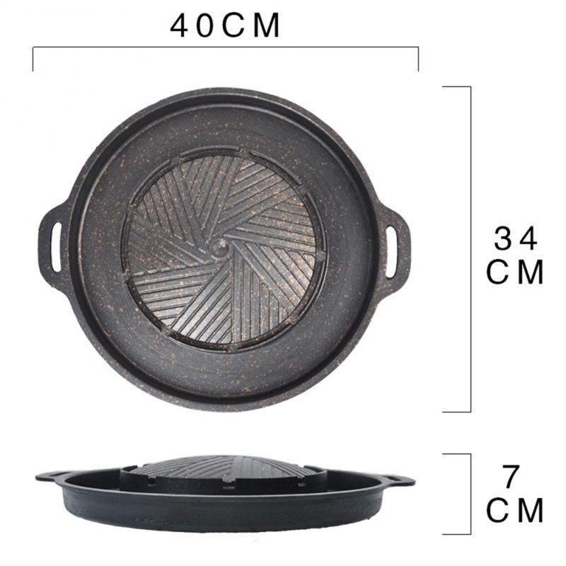 Non-stick Aluminum Alloy Round Shabu-grilled Pan Korean Cassette Grill Pan Small Pot Oil Leaking Pan Restaurant: Default Title