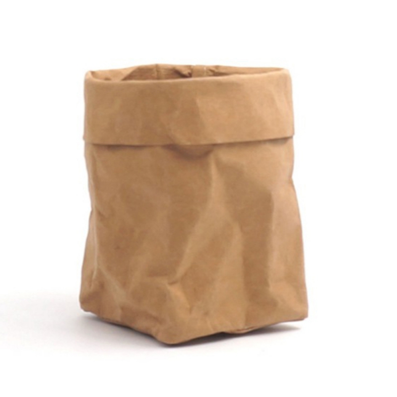 Panier de rangement en papier Kraft lavable, boîte de rangement réutilisable, boîte de rangement pour plantes pour la cuisine de la maison: kaki foncé / L