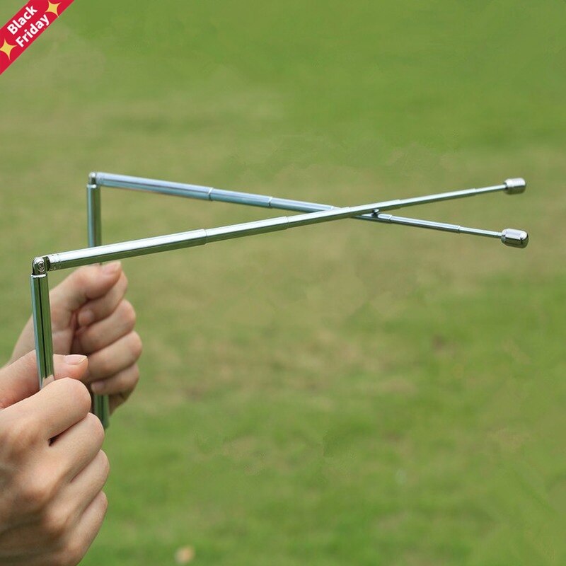 Portable Dowsing Rod Stainless Steel Water Detector Tool Adjustable Rods Flexible Divining Water Spirit Ghost Gold Buried Items