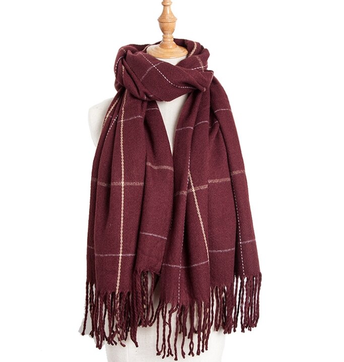 Herfst/winter effen sjaal sjaals dames dikke kwastjes sjaal 030