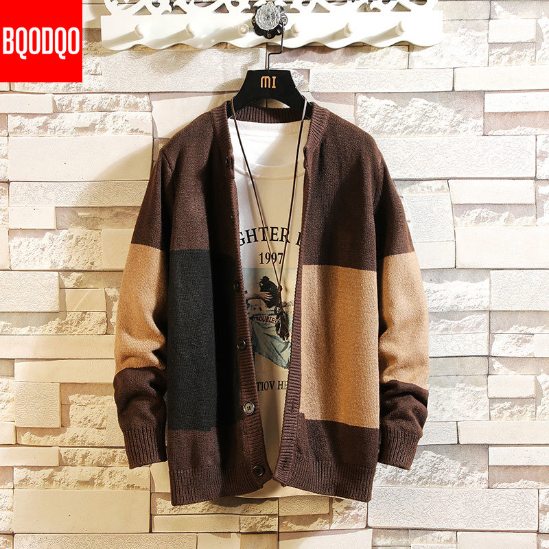 Cardigan genser menn høst vinter gensere plus size herre strikket svart koreansk stil hip hop casual genser