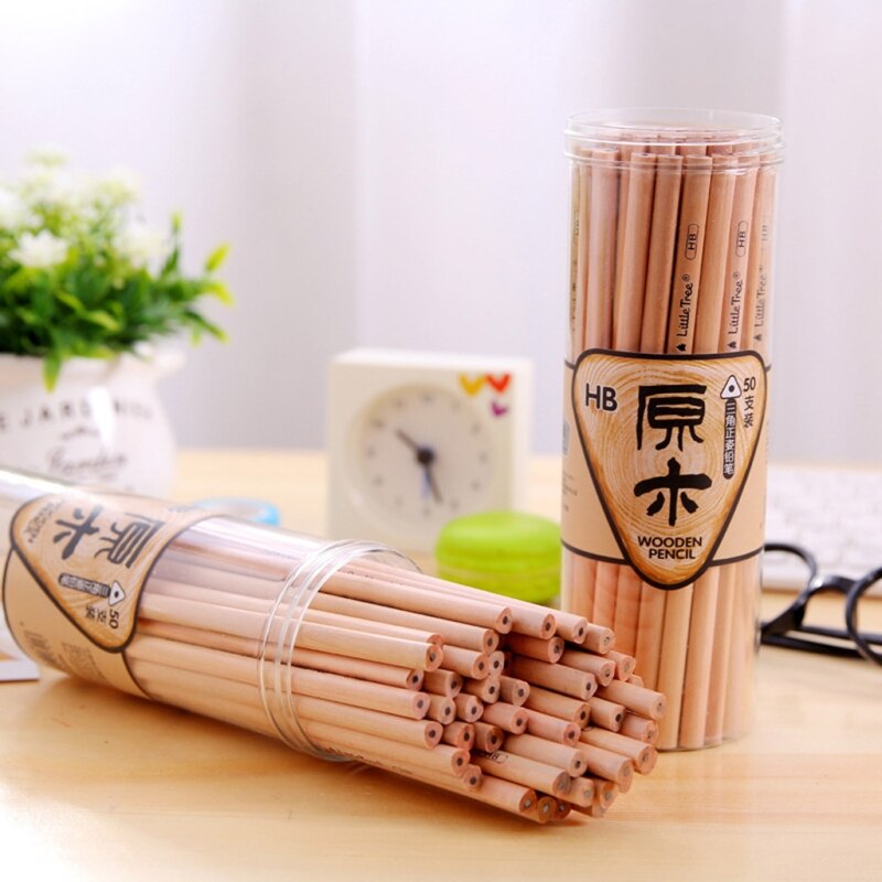 50pcs Eco-friendly Natural Wood HB Pencil Non-toxic Drawing Writing Art Pencils Stationery Office School Supplies