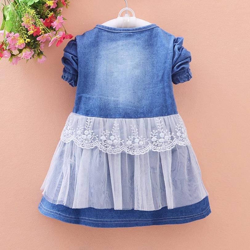 Korean style baby girl princes denim jackets spring autumn lace patchwork bow outerwear children coats cotton clothes ws243