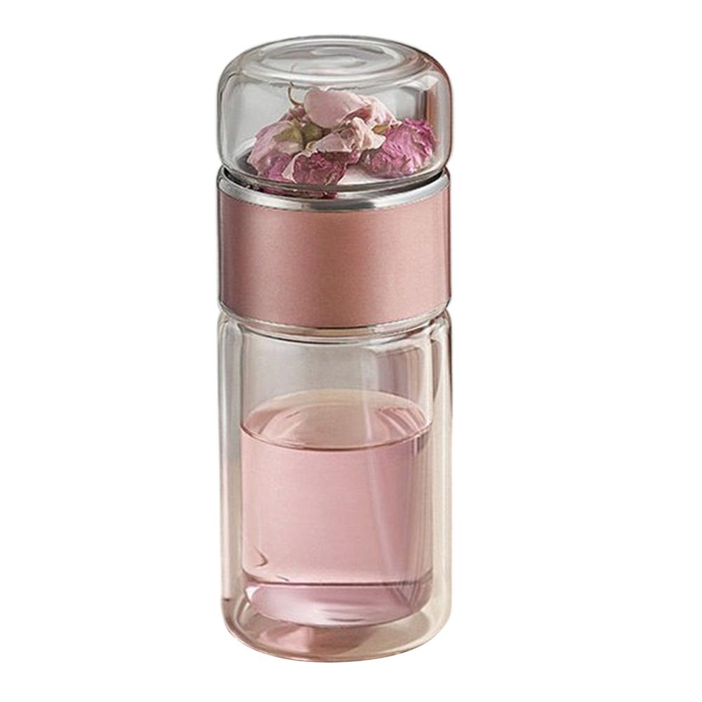 Botella de infusor de té de viaje, botella de agua de viaje a prueba de fugas, botella de té de separación de té y agua para té suelto, flor, hogar: L / Rojo