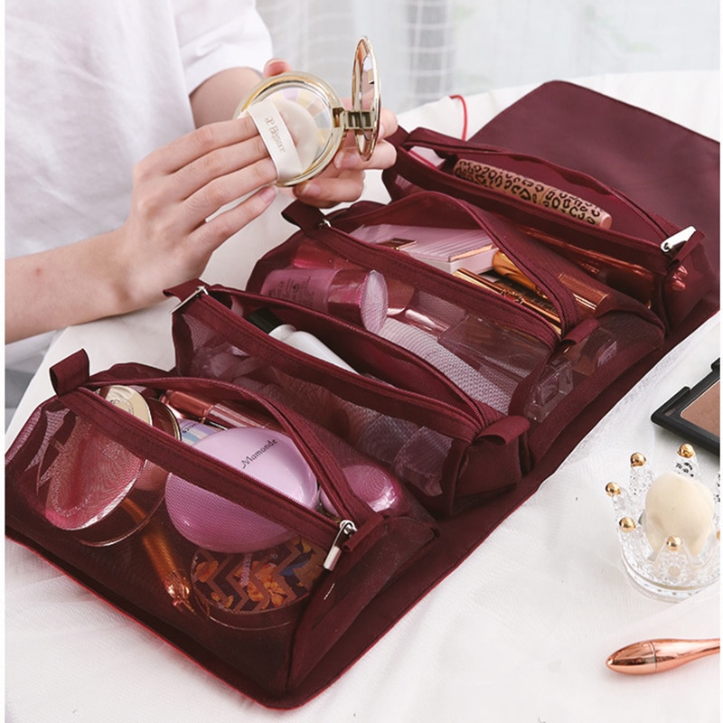 Vrouwen Cosmetische Bag Travel Organizer Opvouwbare Opknoping Nylon Waszak Draagbare Make-Up Tas Multifunctionele Toilettas Pouch