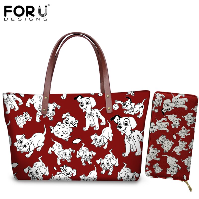 FORUDESIGNS Kawaii Chihuahua wzór Zipper torebki wysokiej jakości duże torby na ramię dla kobiet rozrywka 2 sztuk/zestaw torby na ramię: AMYY088AL-Z21