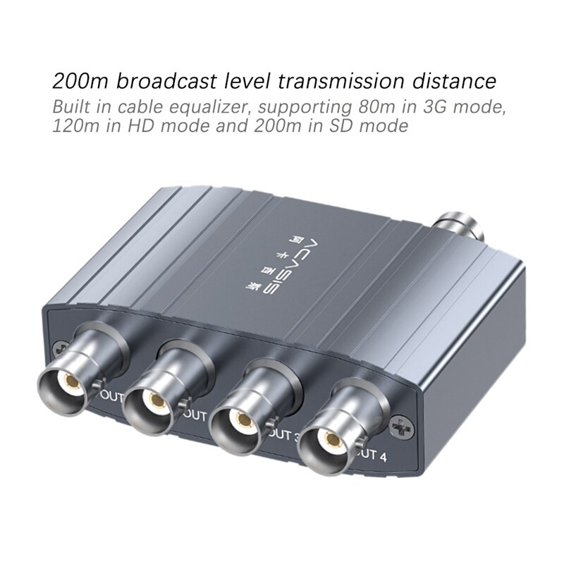 SDI Splitter 1 x 4 Multimedia Splitter SDI 1080P 60Hz Expander 1 to 2 Port Adapter EU Plug