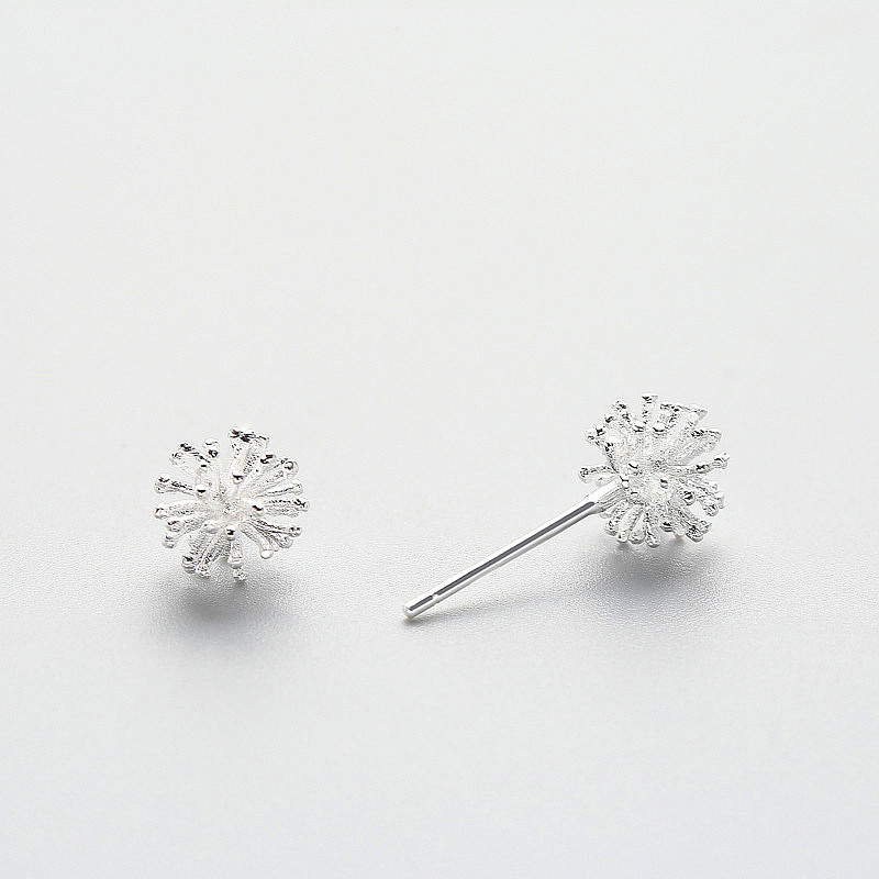 INZATT Dandelion Flower Ball Stud Earrings Trendy Real 925 Sterling Silver Fine Jewelry For Women Birthday party