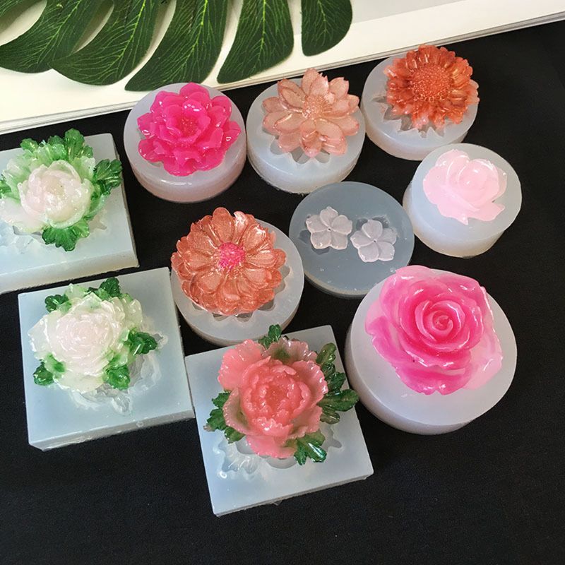 Moldes de silicona flor de loto para manualidades, accesorios de resina de Camelia, peonía, Margarita, herramientas de fabricación de Moldes de resina epoxi,