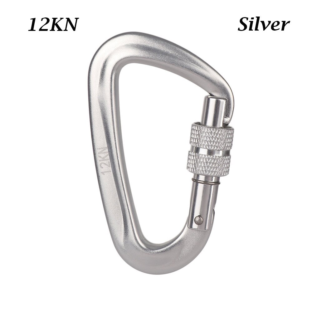 Mosquetón de , ganchos para llaves de escalada, forma de D, cerradura maestra de seguridad de aluminio, herramienta para escalar al aire libre, 12/25KN