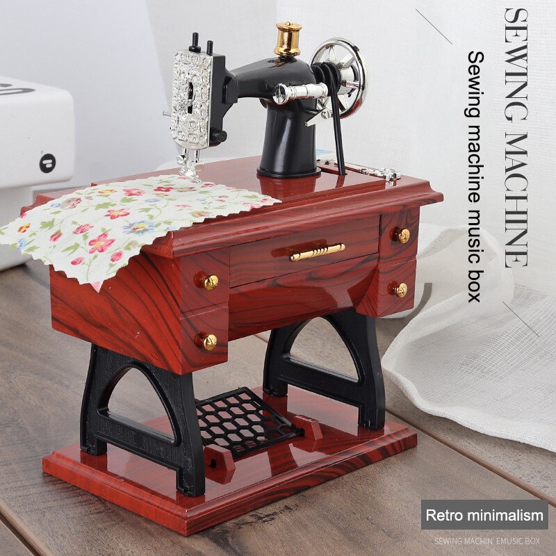 Śliczne mini maszyna robić szycia pozytywka prezent retro stół Dom dekoracje prezent dla córki JA55