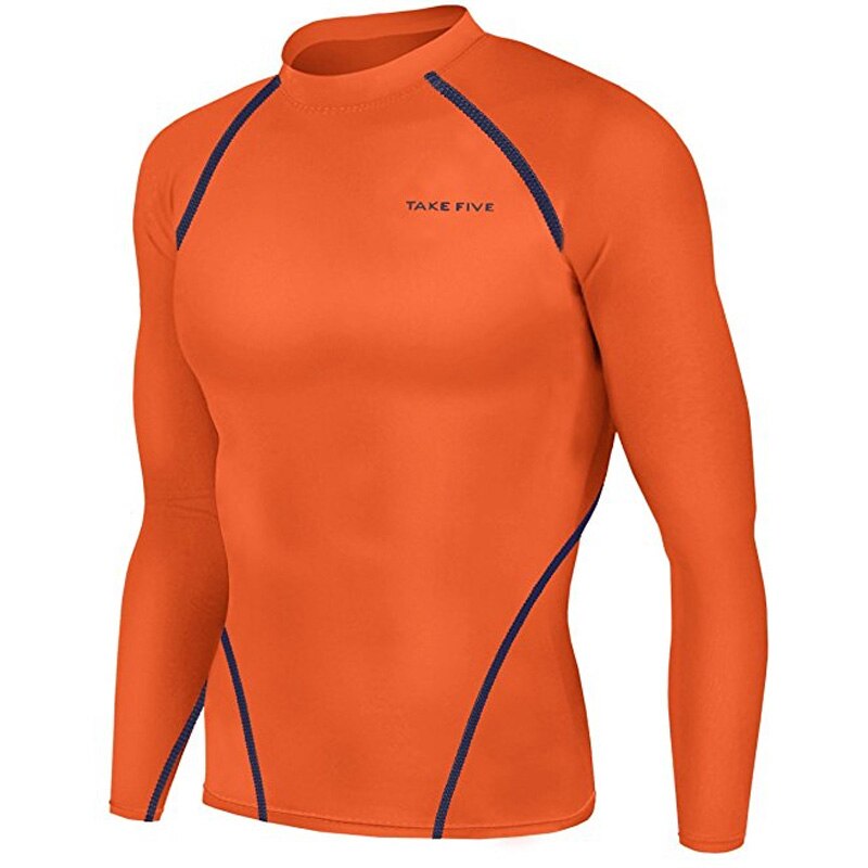 Newest Men's Skin Tight Compression Base Layer Orange Running Shirt-NT006