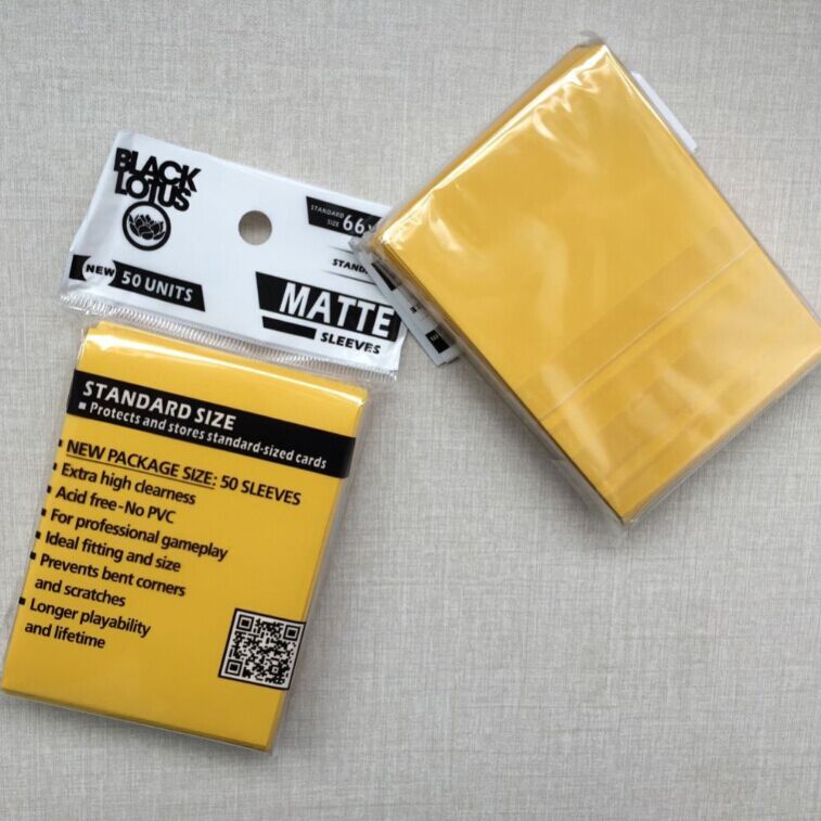 100 PCS/LOT Color Matte Cards Sleeves, mtg cards sleeves ,66x91mm,to protect and manege your cards,15 color can be available: 100 pieces yellow