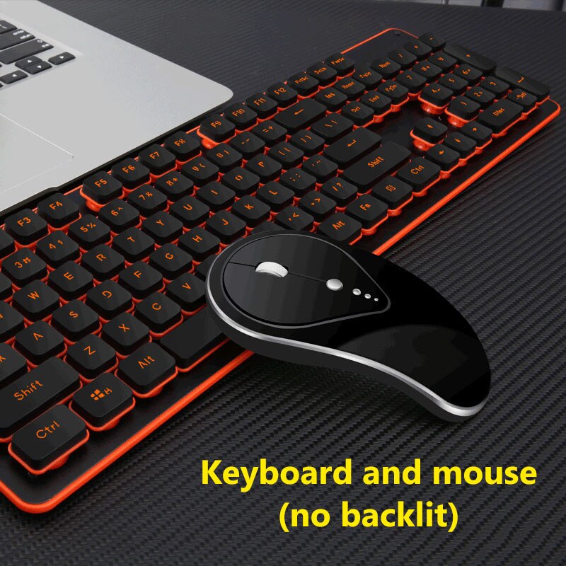 2.4g claviers de jeu sans fil, souris, imitation clavier mécanique, souris de jeu pour ordinateur lenovo, macbook, clavier rétroéclairé: Ensemble (pas de rétroéclairage)