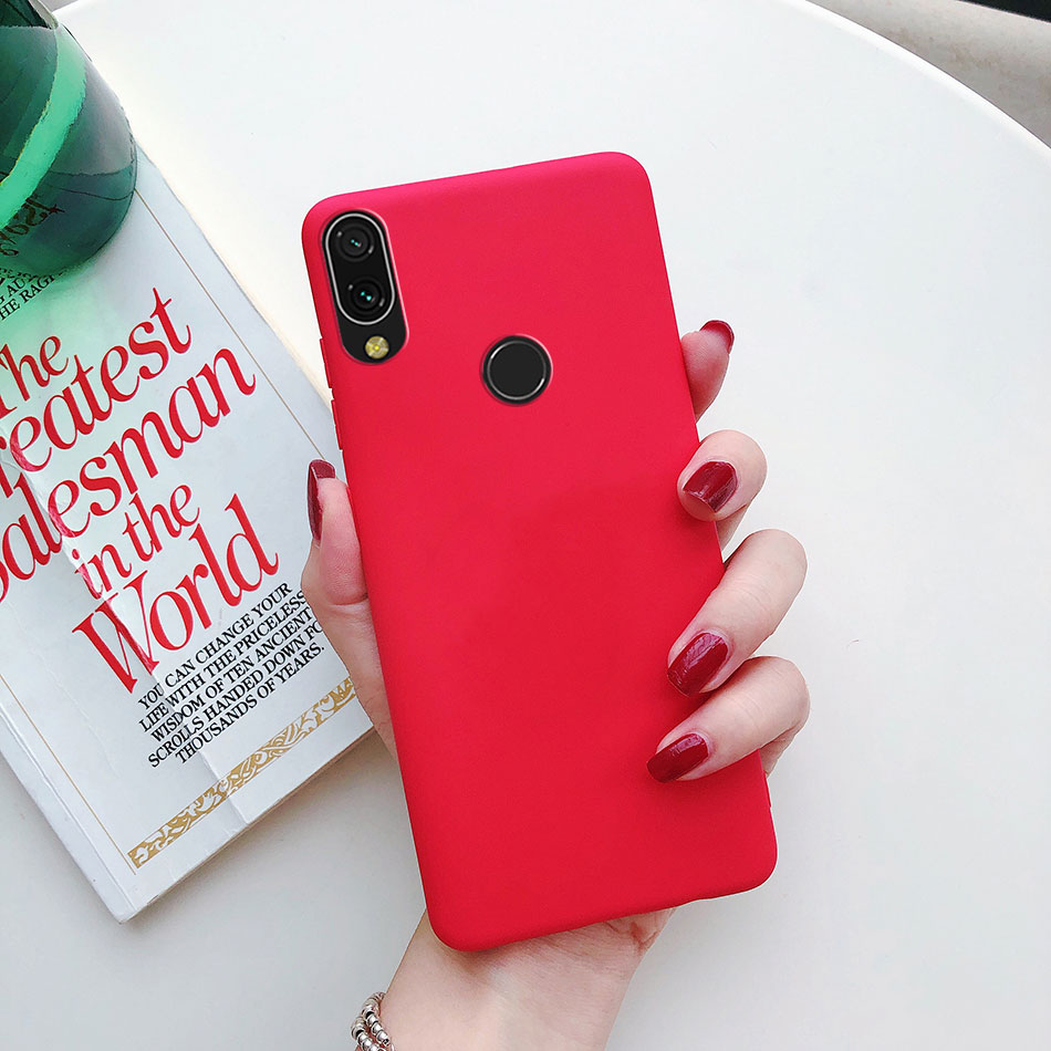 Case Voor Xiaomi Redmi Note 7 Case Volledige Bescherming Siliconen Matte Telefoon Gevallen voor Xiaomi Redmi 7 Note 7 7s Note7Pro Back Cover: Katoenen stof / Rood