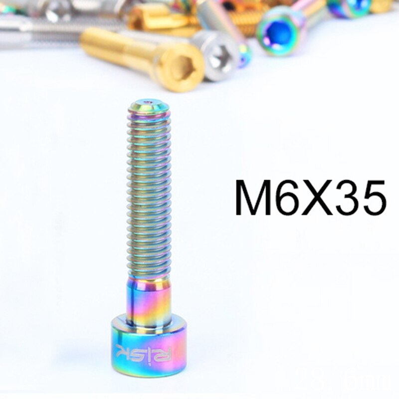 Risiko 1 stk  m6 x 30/35/40/50mm titan bolt for sykkel hodesett bolt 1 1/8 ti stamme hette bolt sykkel kolonne skrue sykkel hodesett deler: M635 flere