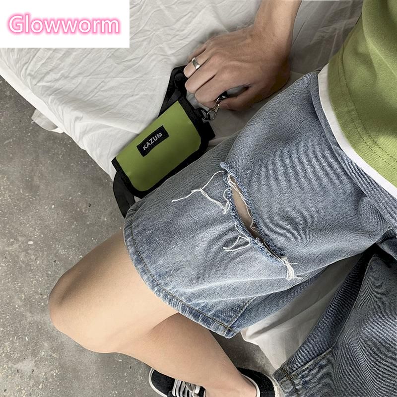 YUNFAN men jeans shorts hole printed Harajuku straight pants blue mens denim clothes summer outfits Knee Length streetwear