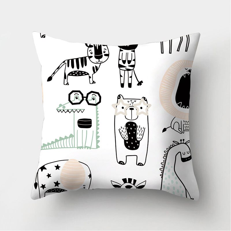 Dinosaurie alpacka panda räv dekorativa kuddar örngott polyester kuddfodral kudde soffa dekoration kuddfodral 40946: 2bz-40946-005