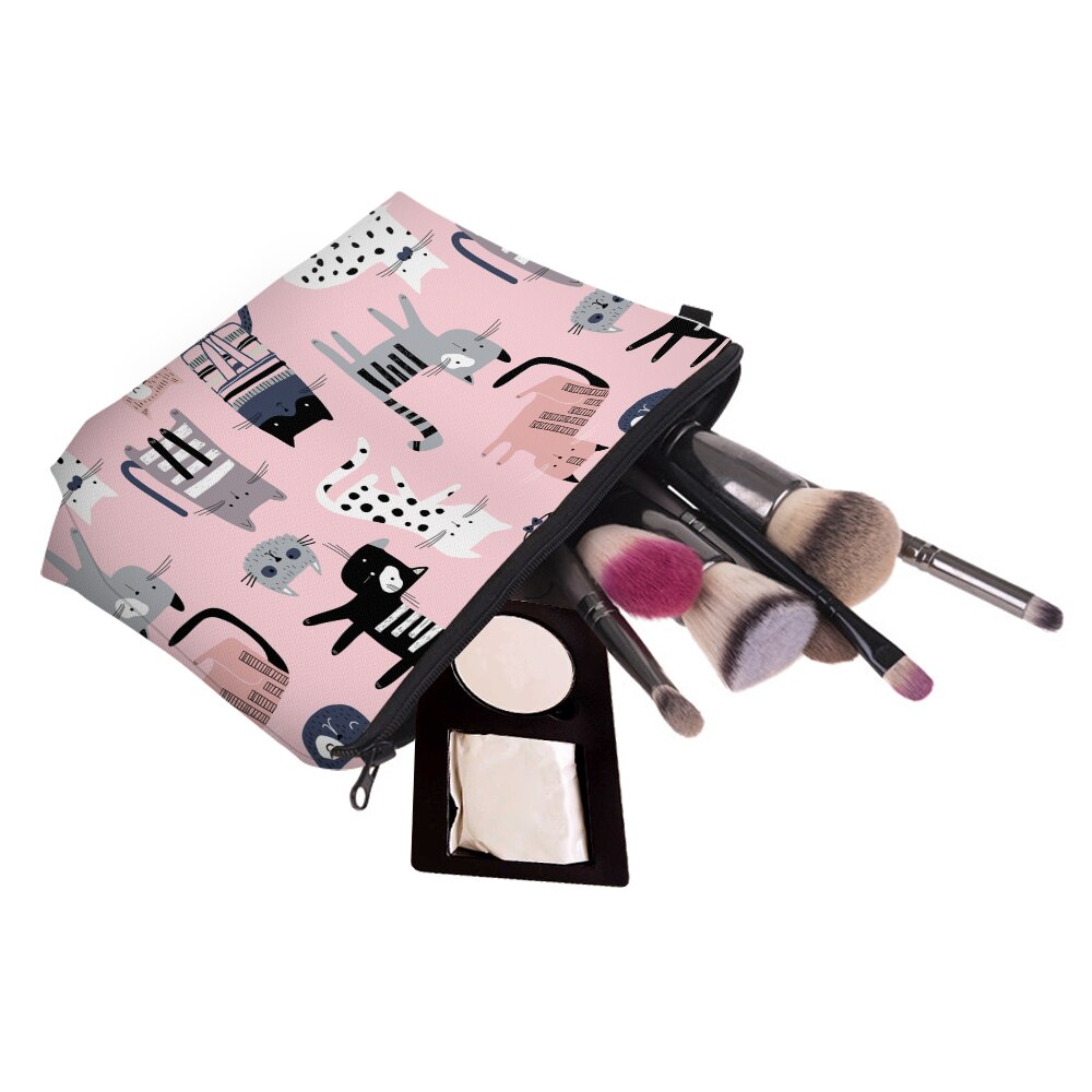 Deanfun Lovely Cat Cosmetic Bag Grils Cute Pink Small Toiletry Bag Portable Travel Bags 52487