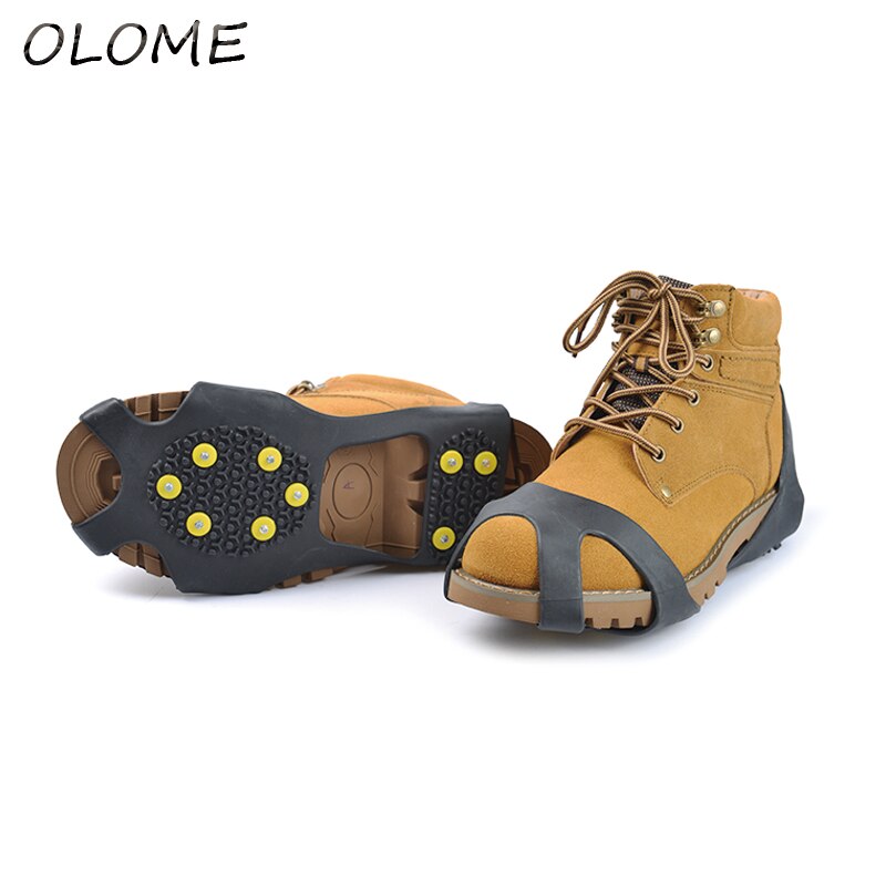 10 dubbar sml xl xxl universal utomhus säkerhet anti-slip snö is klättring sko spikar grepp stegjärn klossar överskor