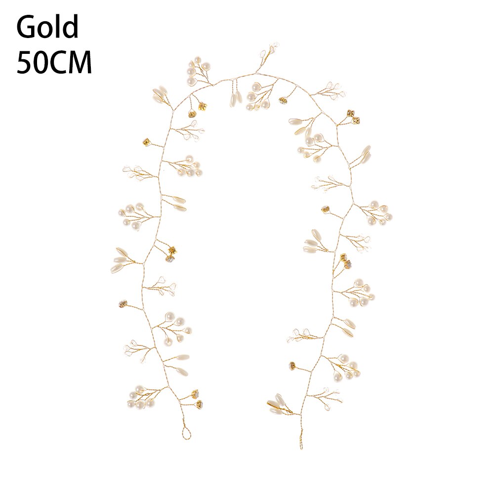 35/50/100/150CM Pearl Crystal Wedding Hair Vine Tiara Bridal Headband Hair Accessories Romantic Women Hair Jewelry: G-50