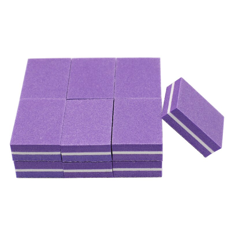100pcs Mini Nail Buffer Block Sponge Small Nail File Sanding Sandpaper Nail Polish Polisher Nail Art Files Double Side Manicure: Purple